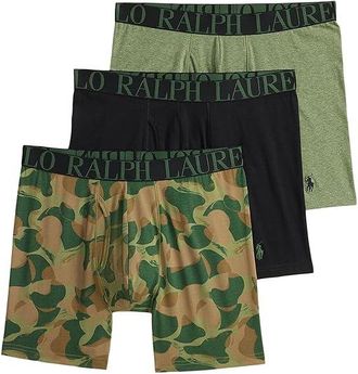 Polo Ralph Lauren Classic Fit Stretch Boxer Brief 3-Pack Mens Underwear Polo Black/Eco Camo/Cargo Green Heather : MD
