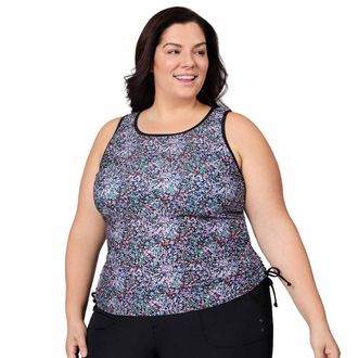 Free Country Womens Plus Size Full Side Shirring Tankini Top