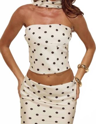Runaway The Label Blaine Polka Dot Top In Cream Black