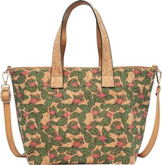 Generic Cork Print Multifunctional Tote Bag | Uni Bag with Designs, Adjustable Shoulder Strap, 36x24x15cm, Zippered Interior and Exterior Pockets (Apple Flami