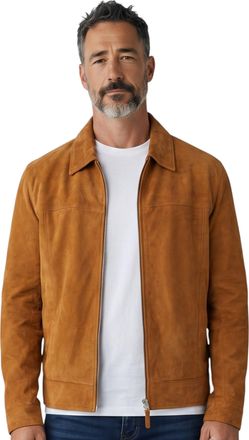 Infinity Leather Mens Tan Goat Suede Leather Harrington Biker Jacket - Bursa