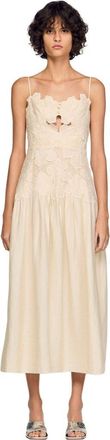 Sandro Guipure midi dress in Ecru at Nordstrom, Size 40