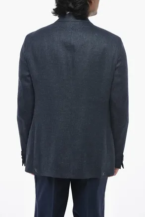 Corneliani CC COLLECTION Blazer in Misto Lino con Tasche ad Aletta Corneliani