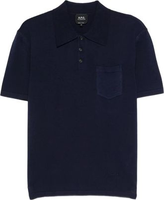 A.P.C. Poloshirt met korte mouwen en borstzak - Heren - Polos - Blauw - 2XL - Katoen - Tops