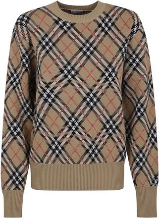 Burberry Bruine Trui Aw 25 Luxe Comfort - Dames - Ronde hals truien - Beige - S - Wol - Truien & Vesten