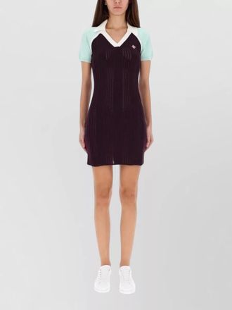 Casablanca knit dress contrast collar v neck