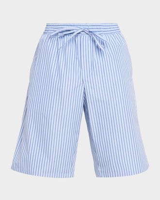 Dolce & Gabbana Men & apos;s Cotton and Silk Pinstripe Poplin Drawstring Shorts