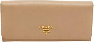 Prada Pre-owned Wallets, female, Beige, Size: ONE SIZE Pre-owned Continental Wallet