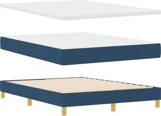 vidaXL Box Spring Bed with Mattress Blue 140 x 190 cm Fabric vidaXL