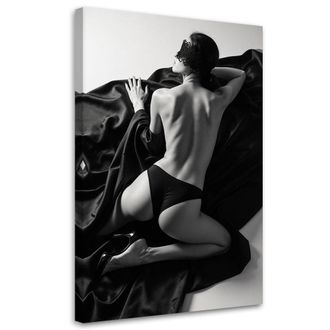 Feeby Cuadro Sobre Lienzo Mujer Con Una Venda Sobre Los Ojos Desnudo En Blanco Y Negro 70x100