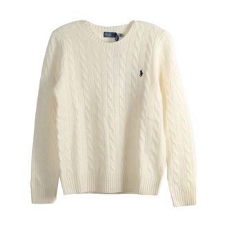 Polo Ralph Lauren Round-neck Knitwear, female, White, Size: M White Sweater Collection