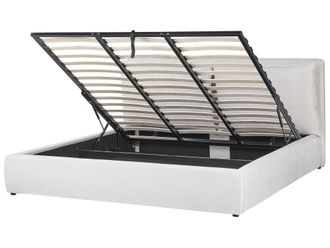 Beliani Cama matrimonial de tejido blanco 180x200