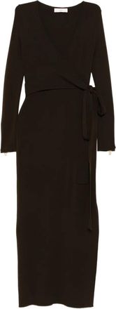 Akep side-slits wrap midi dress - Brown