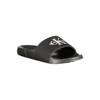 Calvin Klein Logo-Embroidered Polyurethane Slipper - Black