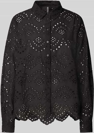 Pieces Regular Fit Langarmbluse aus reiner Baumwolle Modell VILDE in Black, Gr&ouml;&szlig;e L