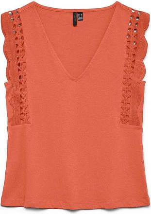 Vero Moda T-shirt met V-hals en mouwen met ruches