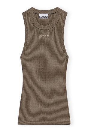 Ganni Brown Melange Knit Top - Size S