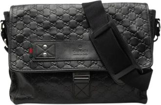 Gucci Pre-owned Guccissima Leren Schoudertas - unisex - Vintage Schoudertas - Zwart - ONE Size - Leer - Vintage