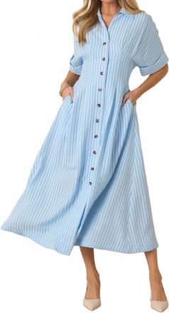 THML Clothing Maddy Midi Dress In Light Blue
