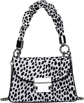 Yarnow Leopard Printed PU Crossbody Bag with Detachable Metal Chain Water-resistant Shoulder Tote for Women Everyday Party Shopping Beach Use