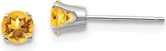 Diamond2Deal 14k White Gold 4mm Citrine Stud Earrings