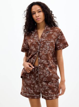Miiyu Womens Tropical expression flowy piped pyjama set