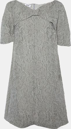 Moschino Grey Floral Jacquard Bow Detail Shift Dress