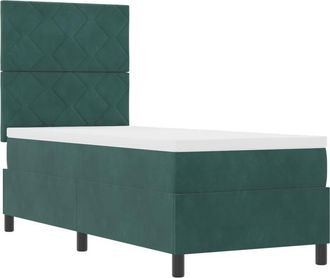 vidaXL Box Spring Bed with Mattress Dark green 80 x 200 cm Velvet vidaXL