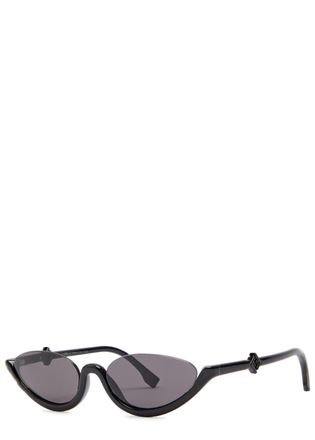 Fendi Oval-frame Sunglasses - Black - One Size