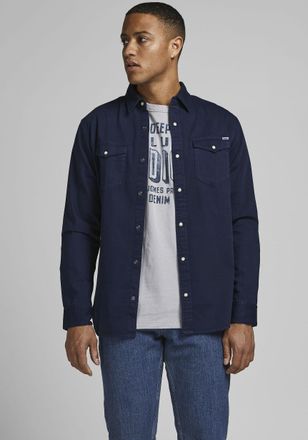 Jack & Jones Jeanshemd JACK & JONES JJESHERIDAN im Workwear-Stil mit robuster Baumwollqualit&auml;t, Damen, Gr. XS, N-Gr, blau (navy), Web, Obermaterial: 100% Baumwolle