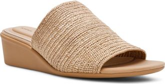 Anne Klein Wishful Wedge Slide Sandal in Natural Raffia at Nordstrom, Size 9.5