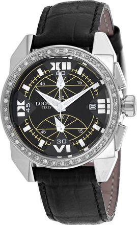Locman Cavallo Pazzo Diamond Black Dial Black Leather Mens Watch LO-161BKWHDBKLEAL