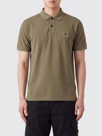 Stone Island Polo slim fit in cotone con maniche corte e logo Compass applicato