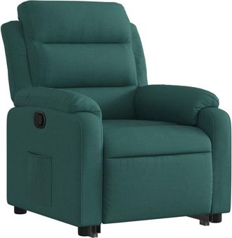 vidaXL Vidaxl - Sill&oacute;n Reclinable Elevable Tela Verde Oscuro