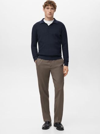 Mango Pullover polo misto cotone coste navy - Uomo - XXL - MANGO MAN