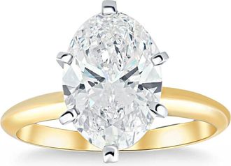 Pompeii3 3Ct Oval Certified Diamond 14k Gold Solitaire Engagement Ring Lab Grown Size: 6.5