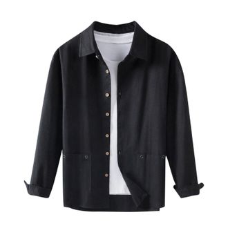 Generic Overshirt Men Button Up Shirt Jackets Long Sleeve Regular Fit Shacket Plain Colour Designer Jacket with Pockets Smart Casual Mens Shirts Spring Summer