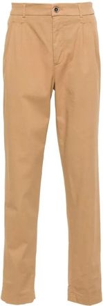 PESERICO Beige Katoenen Tapered Chino Broek - Heren - Chinos - Bruin - L - Katoen - Broeken