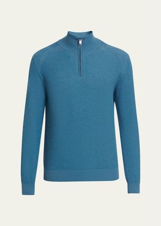 Brioni Mens Cashmere Quarter-Zip Sweater