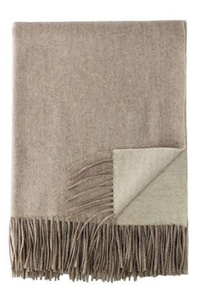 Melange Home Australian Merino Wool Reverse Throw Blanket in Oatmeal-Ivory at Nordstrom Rack