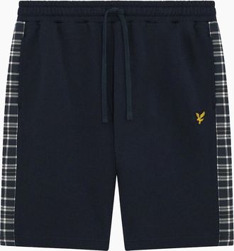 Lyle & Scott Mens Lyle & Scott Check Panelled Sweat Shorts Dark Navy - Size: 32/30/31