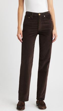 Rag & Bone Harlow Corduroy Straight Leg Pants in Dark Brown at Nordstrom, Size 26