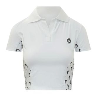 Marine Serre Polo Shirts, female, White, Size: S Tennis SS Polo TOP
