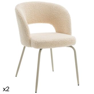 Happy Garden Lote de 2 sillas de tela de lazo beige