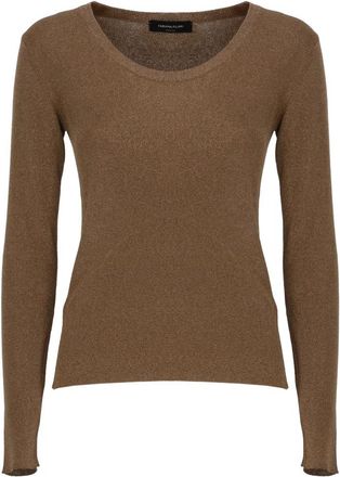 Fabiana Filippi Rondgebreide Viscose Trui - Dames - Ronde hals truien - Bruin - S - Truien & Vesten
