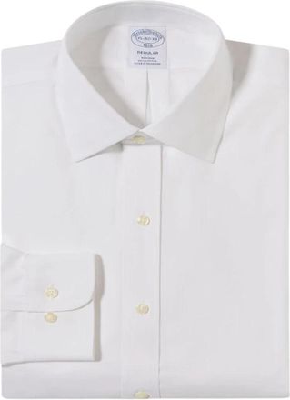 Brooks Brothers Regular Fit Non-Iron Oxford Overhemd met Ainsley Kraag - Heren - Zakelijke Overhemden - Wit - L - Katoen - Overhemden