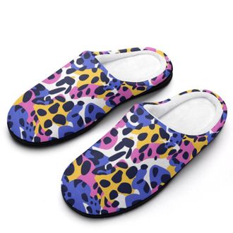 Generic Leopard Womens Slippers Warm House Slippers Indoor House Shoes with Anti-Skid Rubber Sole