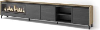 Skraut Home Skraut Home - Mueble Tv, Televisi&oacute;n, Muebles De Sal&oacute;n, Almacenaje, 315x35x61cm, Para Tv Hasta 80, Chimenea El&eacute;ctrica Xxl, Dise&ntilde;o Industrial, Estilo Mo