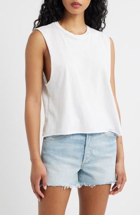 Re/Done Susan Cotton Blend Tank in Optic White at Nordstrom, Size X-Small