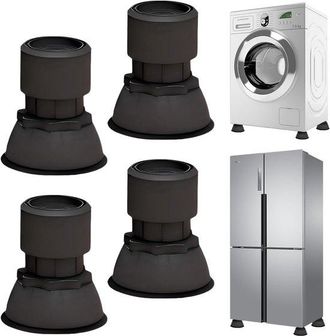 No Brand Almohadillas Antivibraci&oacute;n Para Lavadora - Estabilizadores De Electrodom&eacute;sticos - Altura Ajustable - 4 Piezas - Negro